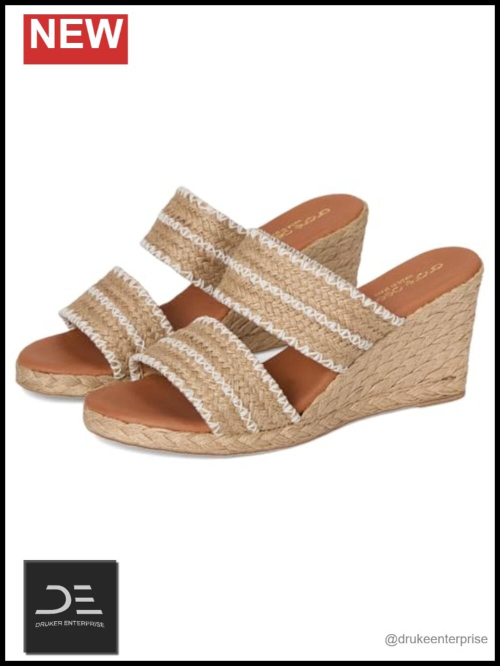 André Assous Women's Nolitaraffia Wedge Sandal with Breathable Leather Lining -